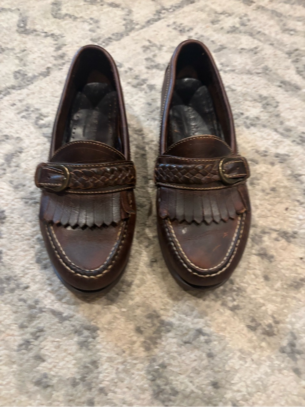 Vintage women’s Cole Hann Brown Leather Tassel Moc Toe Loafers size 7W